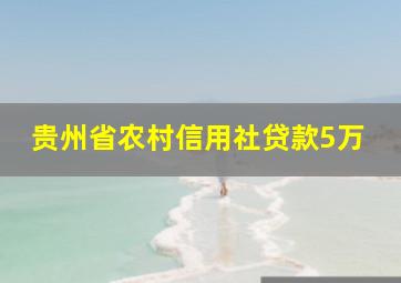 贵州省农村信用社贷款5万