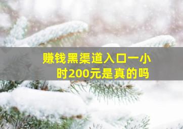 赚钱黑渠道入口一小时200元是真的吗