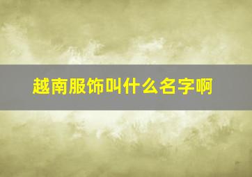 越南服饰叫什么名字啊