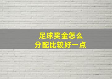 足球奖金怎么分配比较好一点