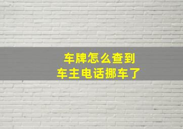 车牌怎么查到车主电话挪车了