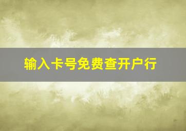 输入卡号免费查开户行