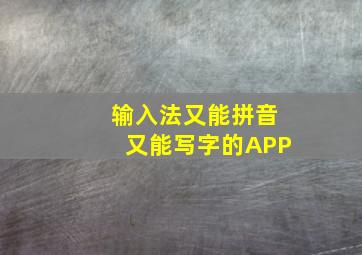 输入法又能拼音又能写字的APP