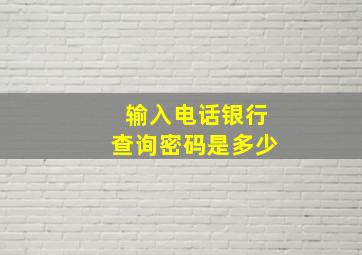 输入电话银行查询密码是多少