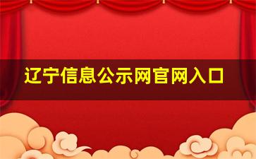 辽宁信息公示网官网入口