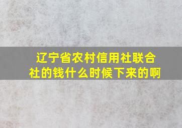 辽宁省农村信用社联合社的钱什么时候下来的啊