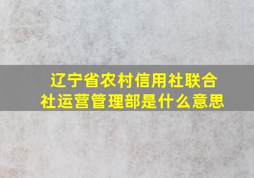 辽宁省农村信用社联合社运营管理部是什么意思