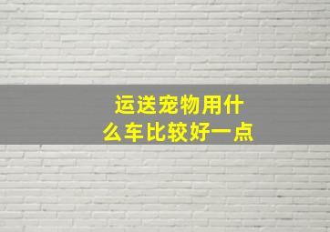 运送宠物用什么车比较好一点