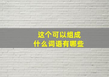 这个可以组成什么词语有哪些