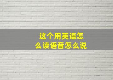 这个用英语怎么读语音怎么说