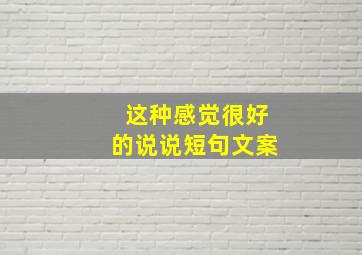 这种感觉很好的说说短句文案