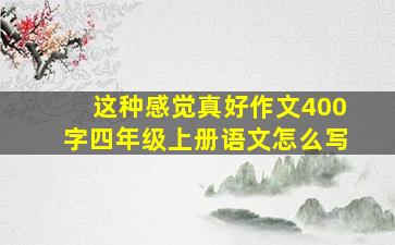 这种感觉真好作文400字四年级上册语文怎么写