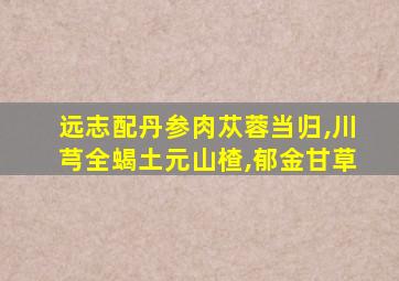 远志配丹参肉苁蓉当归,川芎全蝎土元山楂,郁金甘草