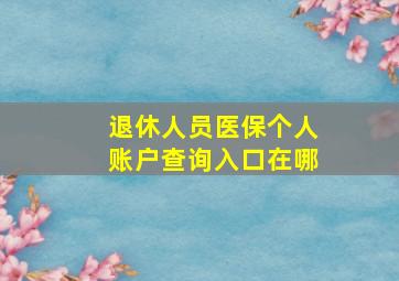 退休人员医保个人账户查询入口在哪