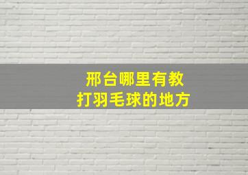 邢台哪里有教打羽毛球的地方