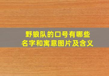 野狼队的口号有哪些名字和寓意图片及含义