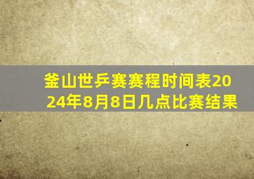 釜山世乒赛赛程时间表2024年8月8日几点比赛结果