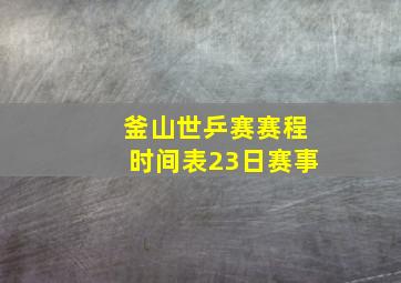 釜山世乒赛赛程时间表23日赛事