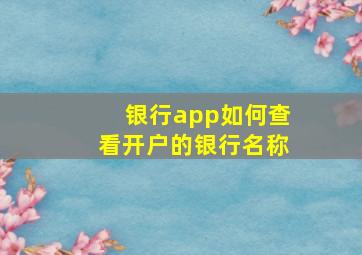 银行app如何查看开户的银行名称