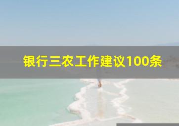 银行三农工作建议100条