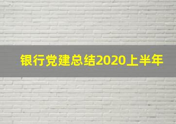 银行党建总结2020上半年