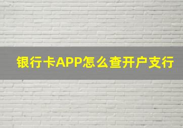 银行卡APP怎么查开户支行