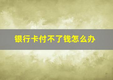 银行卡付不了钱怎么办