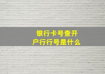 银行卡号查开户行行号是什么