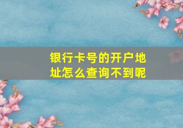 银行卡号的开户地址怎么查询不到呢