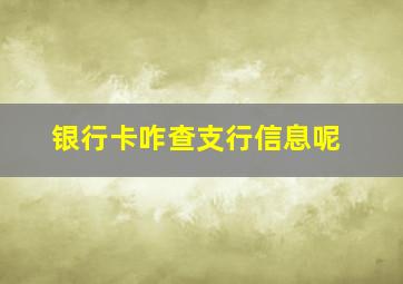 银行卡咋查支行信息呢