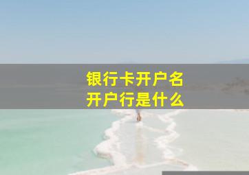 银行卡开户名开户行是什么