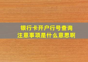 银行卡开户行号查询注意事项是什么意思啊