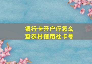 银行卡开户行怎么查农村信用社卡号