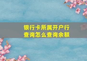 银行卡所属开户行查询怎么查询余额