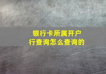 银行卡所属开户行查询怎么查询的