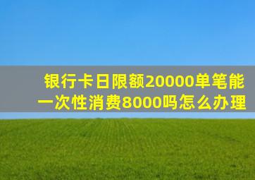 银行卡日限额20000单笔能一次性消费8000吗怎么办理