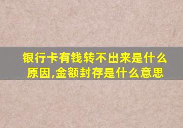 银行卡有钱转不出来是什么原因,金额封存是什么意思