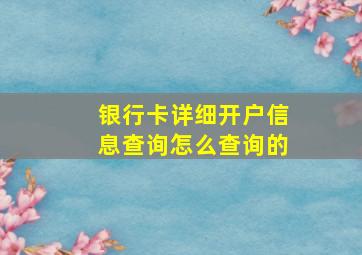 银行卡详细开户信息查询怎么查询的