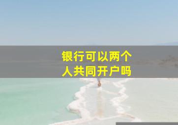 银行可以两个人共同开户吗