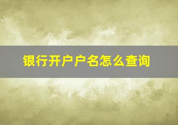 银行开户户名怎么查询