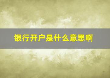 银行开户是什么意思啊