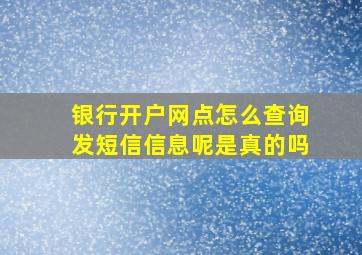 银行开户网点怎么查询发短信信息呢是真的吗