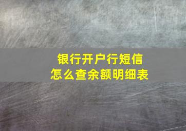 银行开户行短信怎么查余额明细表