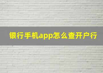 银行手机app怎么查开户行