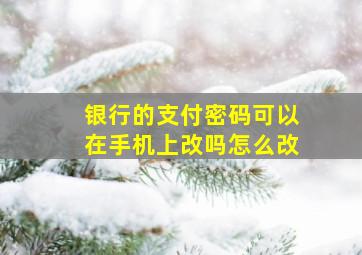 银行的支付密码可以在手机上改吗怎么改