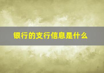 银行的支行信息是什么