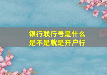 银行联行号是什么是不是就是开户行