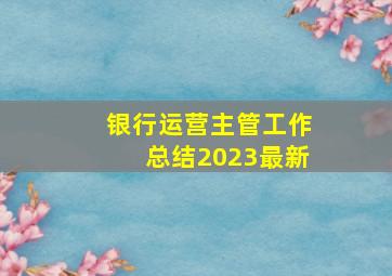 银行运营主管工作总结2023最新