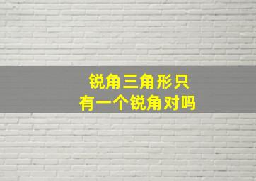 锐角三角形只有一个锐角对吗