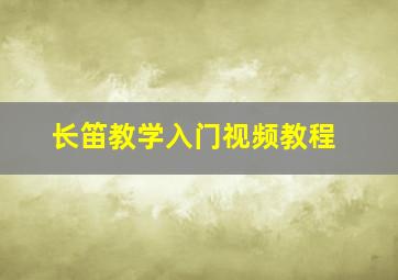 长笛教学入门视频教程